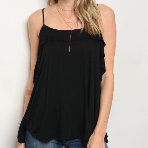 Tops - ❗️Last 2! S, L Black ruffle tank